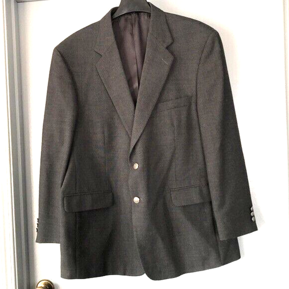 Stafford Sport Coat Men Size 46R dark gray Two-Button Single Vented Wool Blend